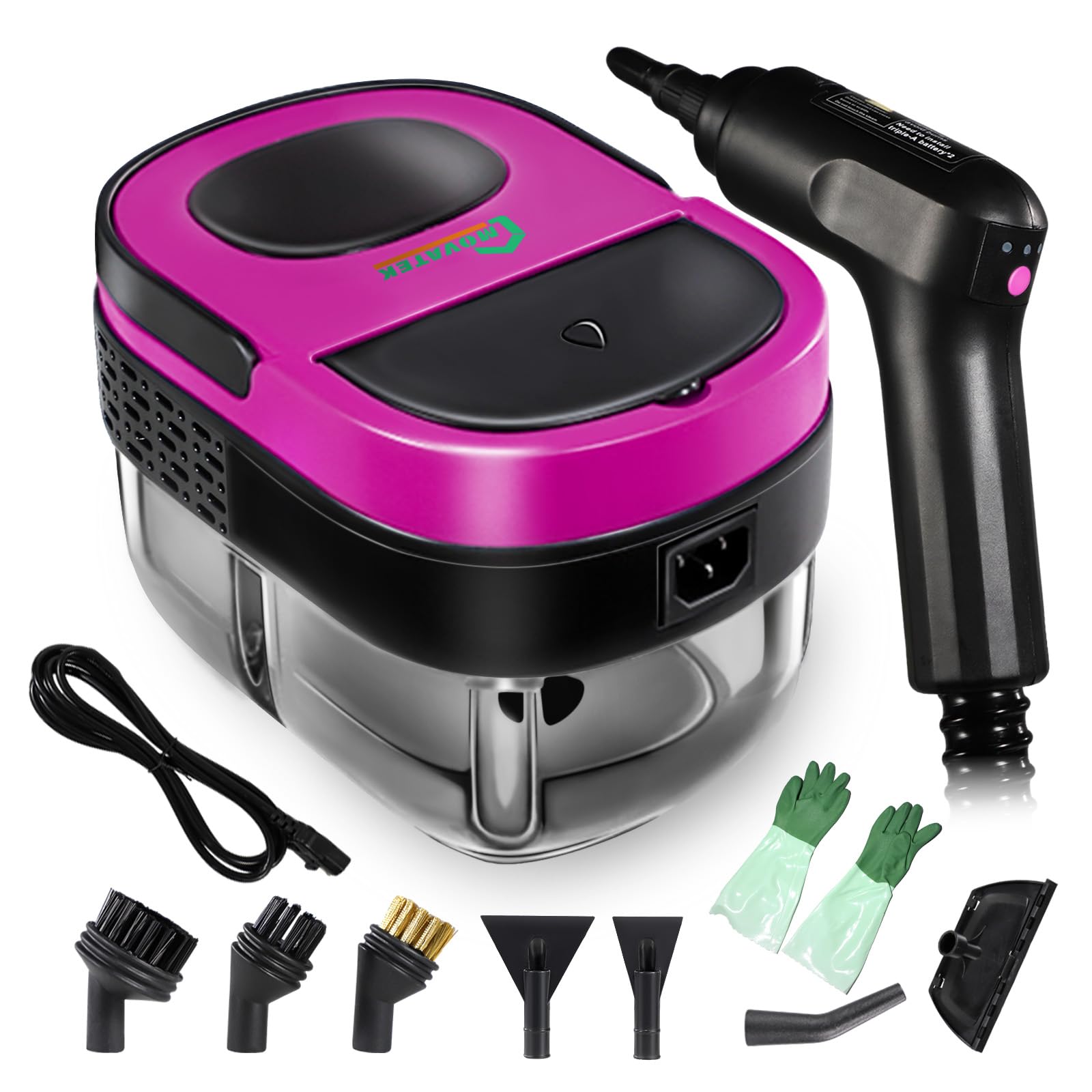 Handheld Steam Cleaner, On-off Control, 1600ml Water Tank, Continuous High Pressure Steamer for Cleaning Floors, Tiles, Carpets, Grout, Upholstery, Furniture