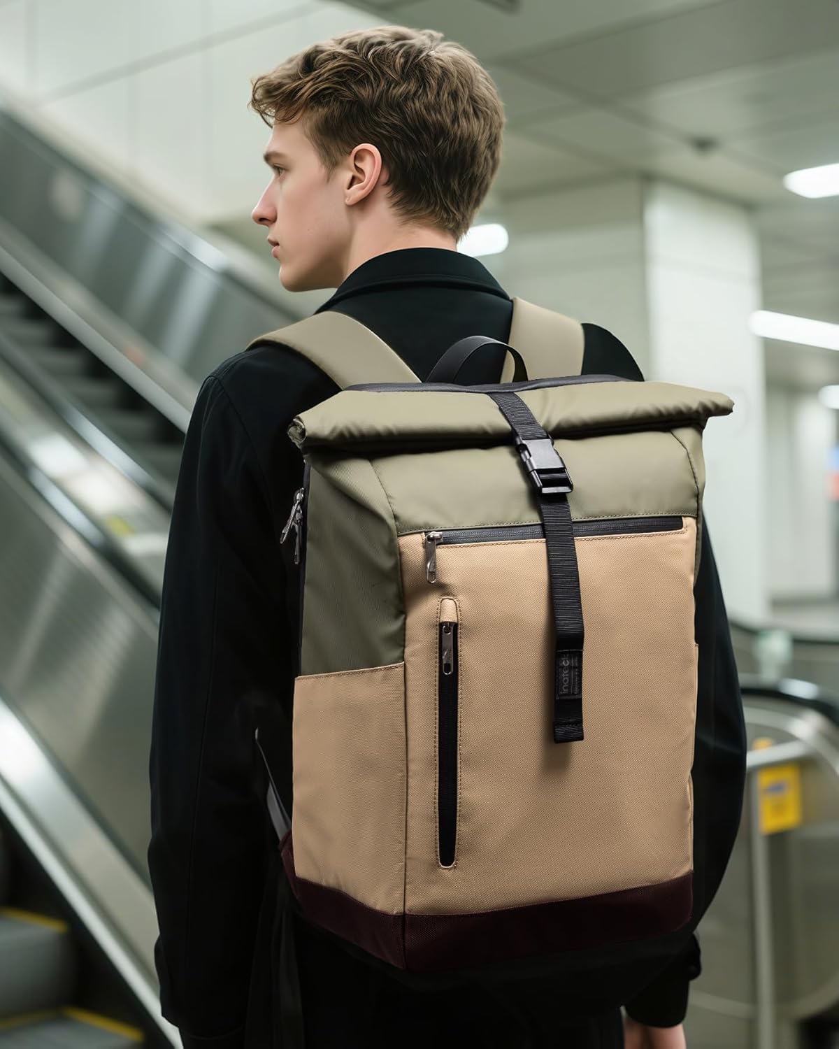 Inateck RollTop plecak dla mężczyzn i kobiet, 25-30 l, plecak rowerowy, plecak szkolny, na uczelnię, czas wolny, do pracy, sportu, podróży, stylowy plecak dzienny z kieszenią na laptopa o przekątnej