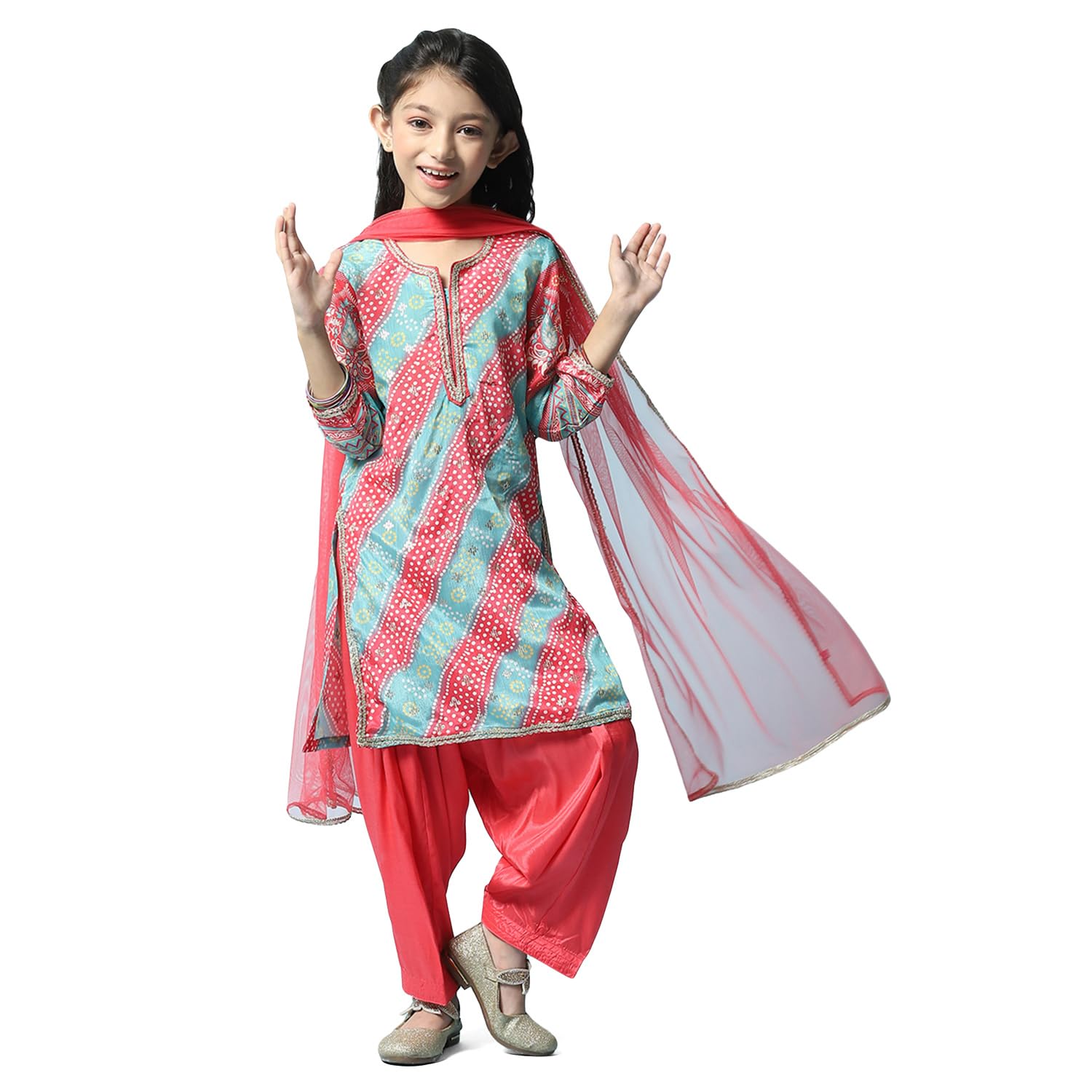 BIBAGirls Salwar Suit Set, Turquoise, 7 Years-8 Years