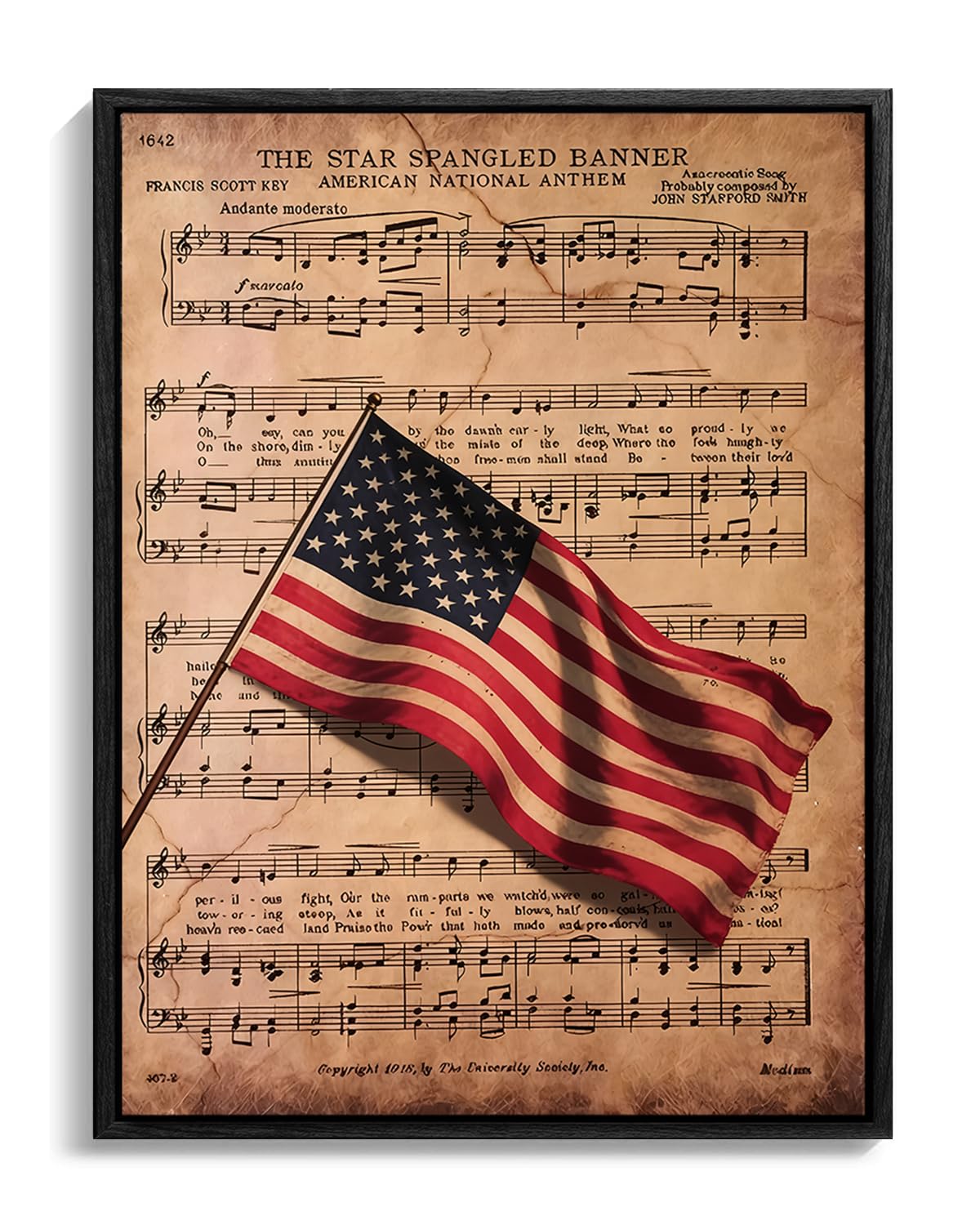 American Flag Framed Canvas Wall Art, 4th of July Canvas Prints