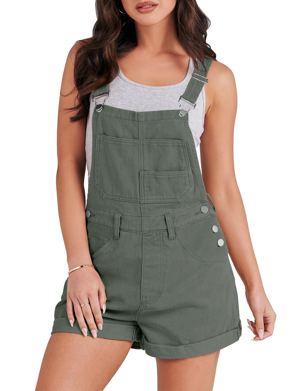 ANRABESSOveralls for Women Denim Shorts Overalls 2025 Summer Casual Loose Fit Adjustable Rompers Jean jumpsuit Bib Shortalls