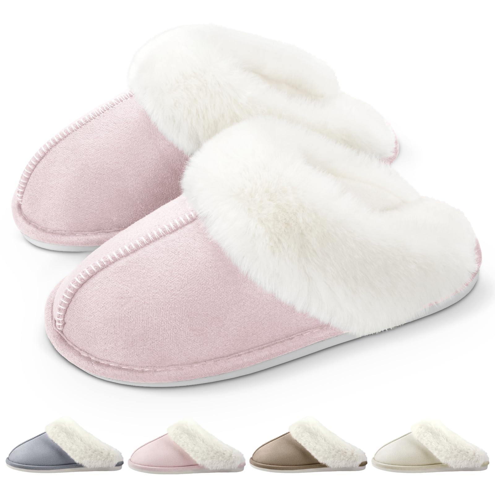 RUVVDR Pantofole Donna Uomo Ciabatte Donna Uomo Invernali Comode Pelose Ciabatte Casa di Cotone Morbido Antiscivolo Slippers Interno & Esterno