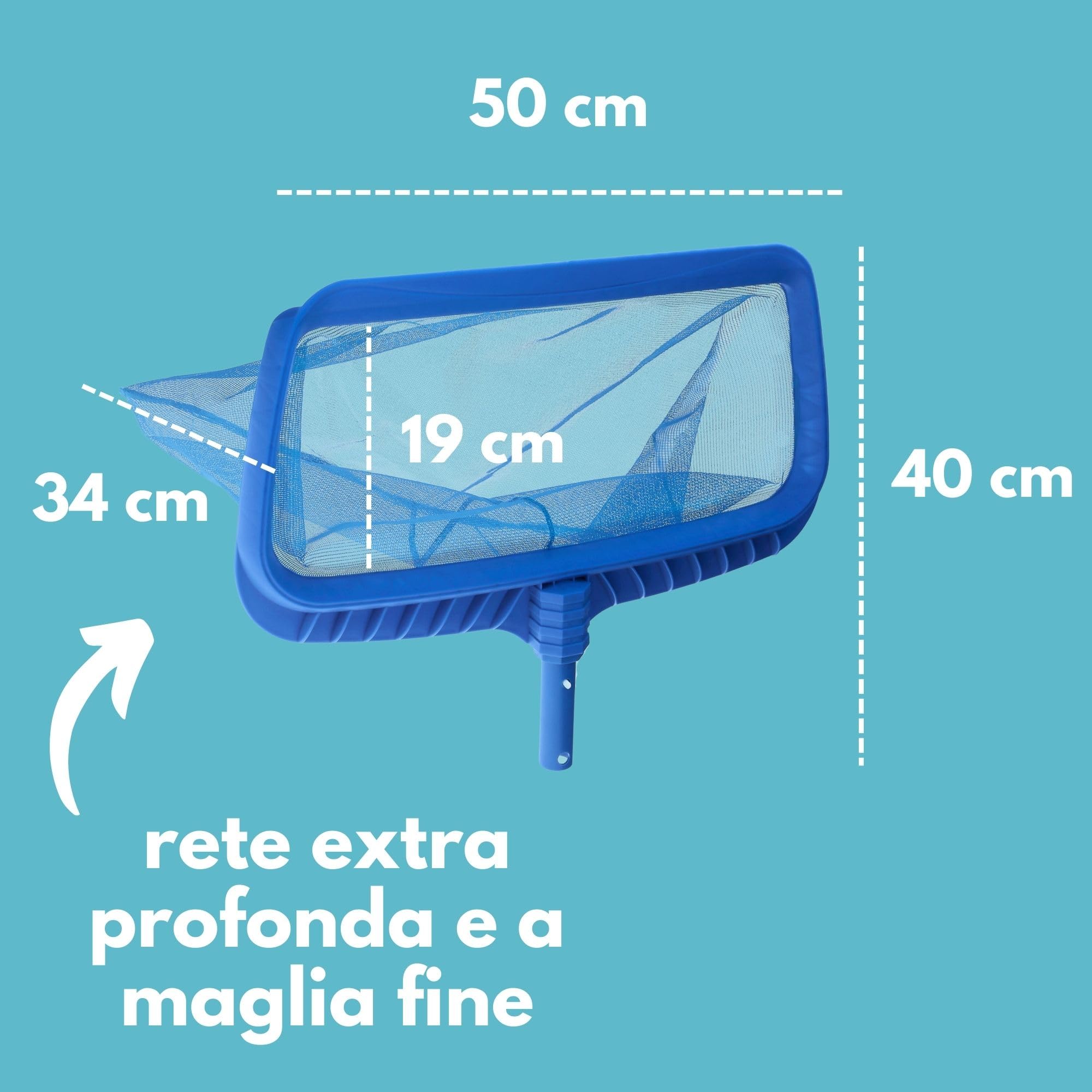 Amapool Retino Piscina Deluxe Set 2 Pezzi - Retino a Sacco e Fondo Ø 28 mm | Rete a maglie fini e profonda con telaio rinforzato antigraffio per pulizia fondo piscina, attacco clip-on universale.