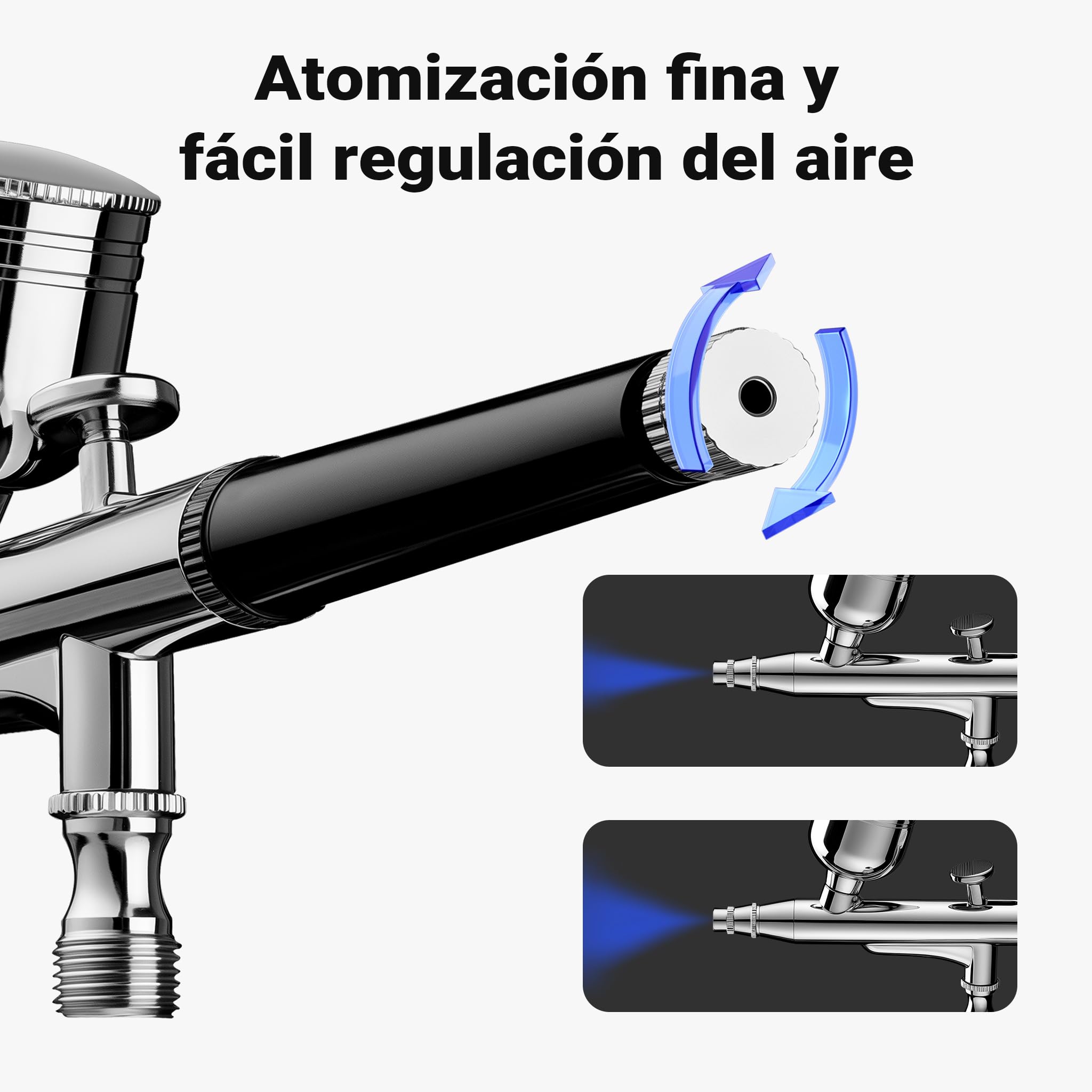 Wiltec HS-A10K Set compresor portátil de 12V con aerógrafo, boquilla 0,3 mm y manguera de 1,8 m presión máx. 2,8 bares para aerografía, tatuajes y manicura, arranque y parada automáticos