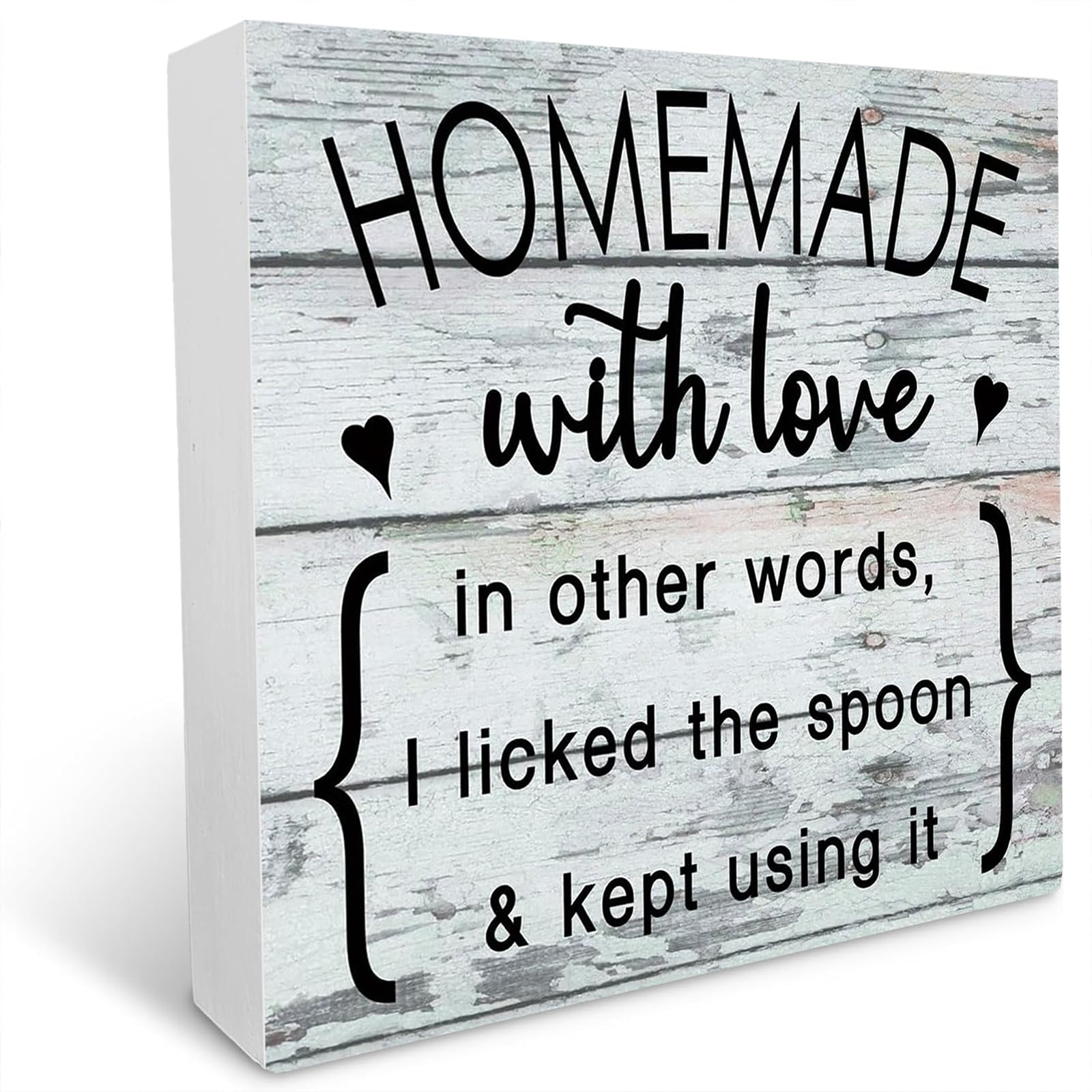 Kitchen Wood Sign, Homemade With Love In Other Words I Licked the Spoon & Kept Using It, Wood Box Sign Desk Decor, Humorous Kitchen Sign, Decorative Kitchen Sign, Home Farmhouse Decor 5x5 Inch