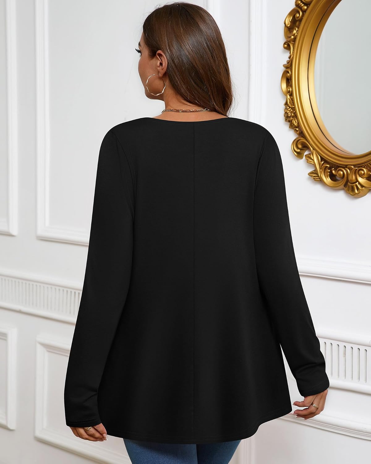 3 Pack Women's Plus Size Tunic Top Casual Long Sleeve Shirts Knitted Loose Fit Blouse Wear with Leggings - Image 3