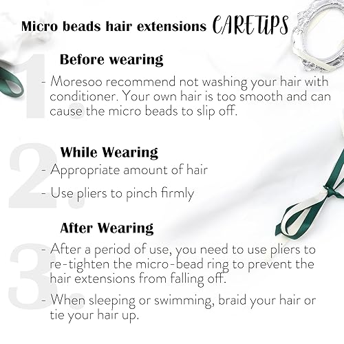 Miniatura 4 de Moresoo - Extensiones de cabello con microanillo, 100% cabello humano real, pelo suave, 1.76oz-50 g50s