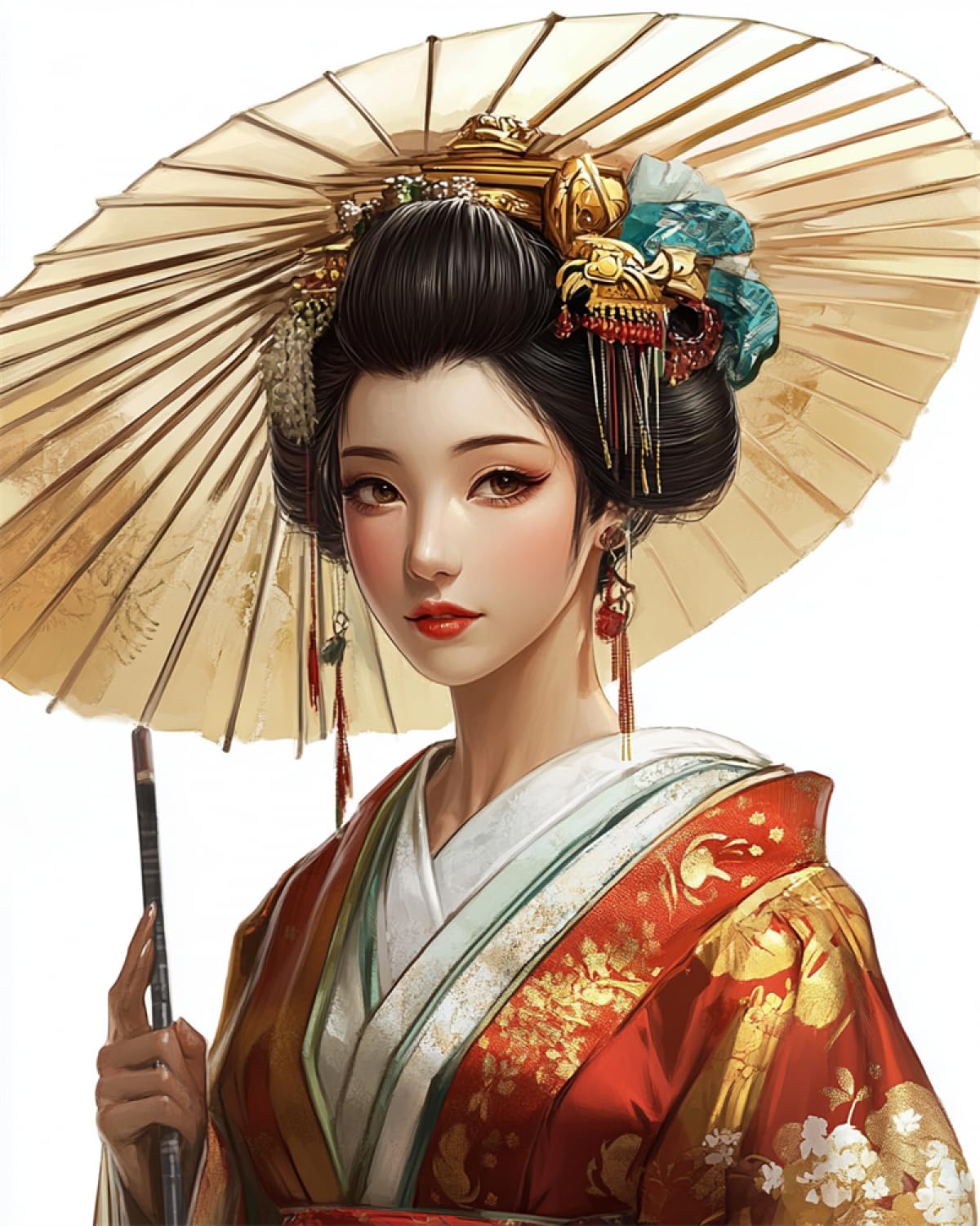 AYAOYANGGO 11CT Embroidery Kits for Adults Fantasy Japanese Geisha DIY Cross Stitch Kits,Easy Patterns Embroidery Kits for Adults Beginners Gifts 30x40cm