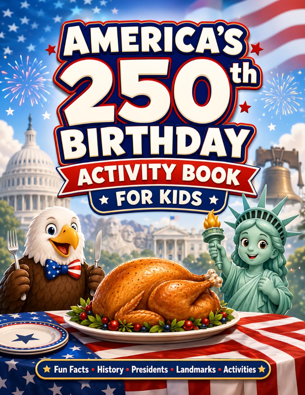 America’s 250th Birthday Facts & Activity Book for Kids Ages 7–12: 250 Fun Facts, Amazing USA History, Presidents, Landmarks, National Parks, Inventions, Symbols, Quizzes, Maps & Creative Activities