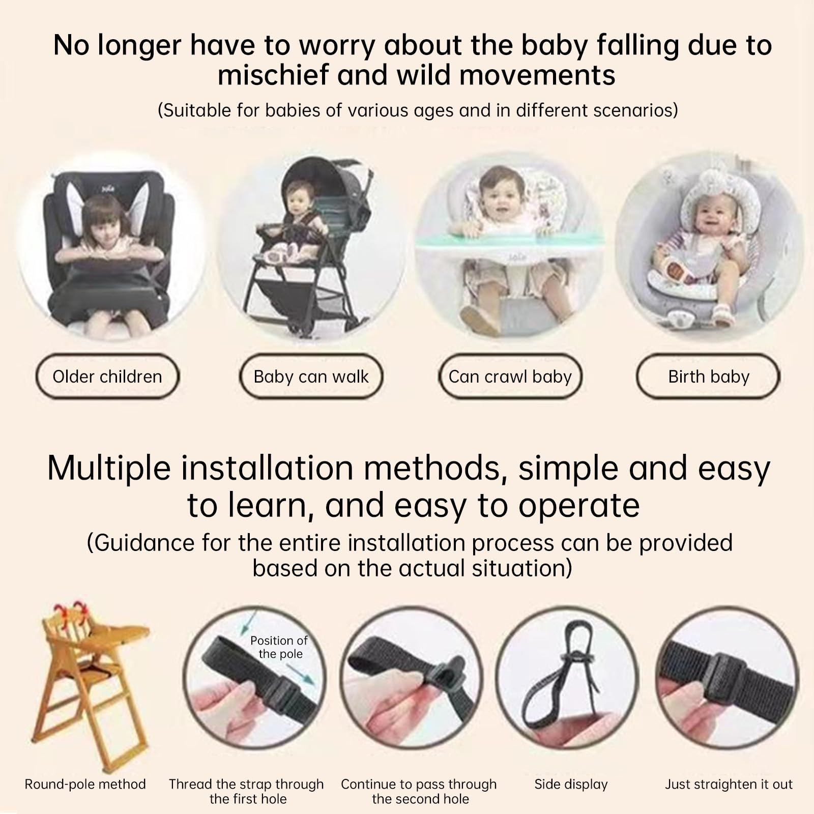 Universal Baby 5-Point Harness Belt, Adjustable Safety Strap for High Chairs Strollers, Pushchairs, and Buggies - Image 4