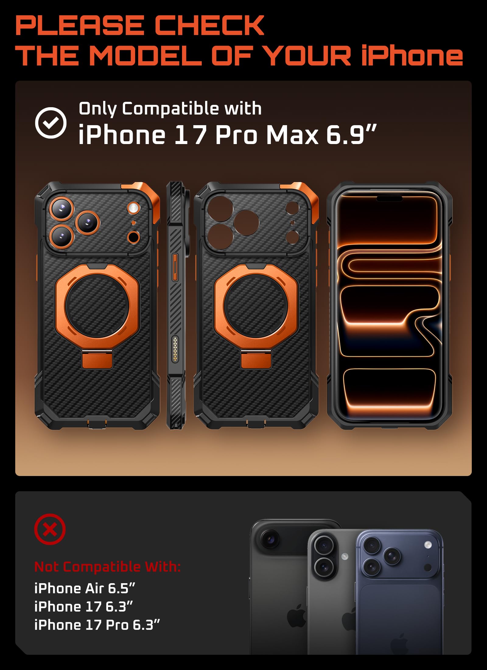SUPCASE etui na iPhone 17 Pro Max z uchwytem na pierścień (Unicorn Beetle Grip), [kompatybilne z MagSafe], szczupła, mocna osłona ochronna, magnetyczne etui na telefon komórkowy dla iPhone 17 Pro Max