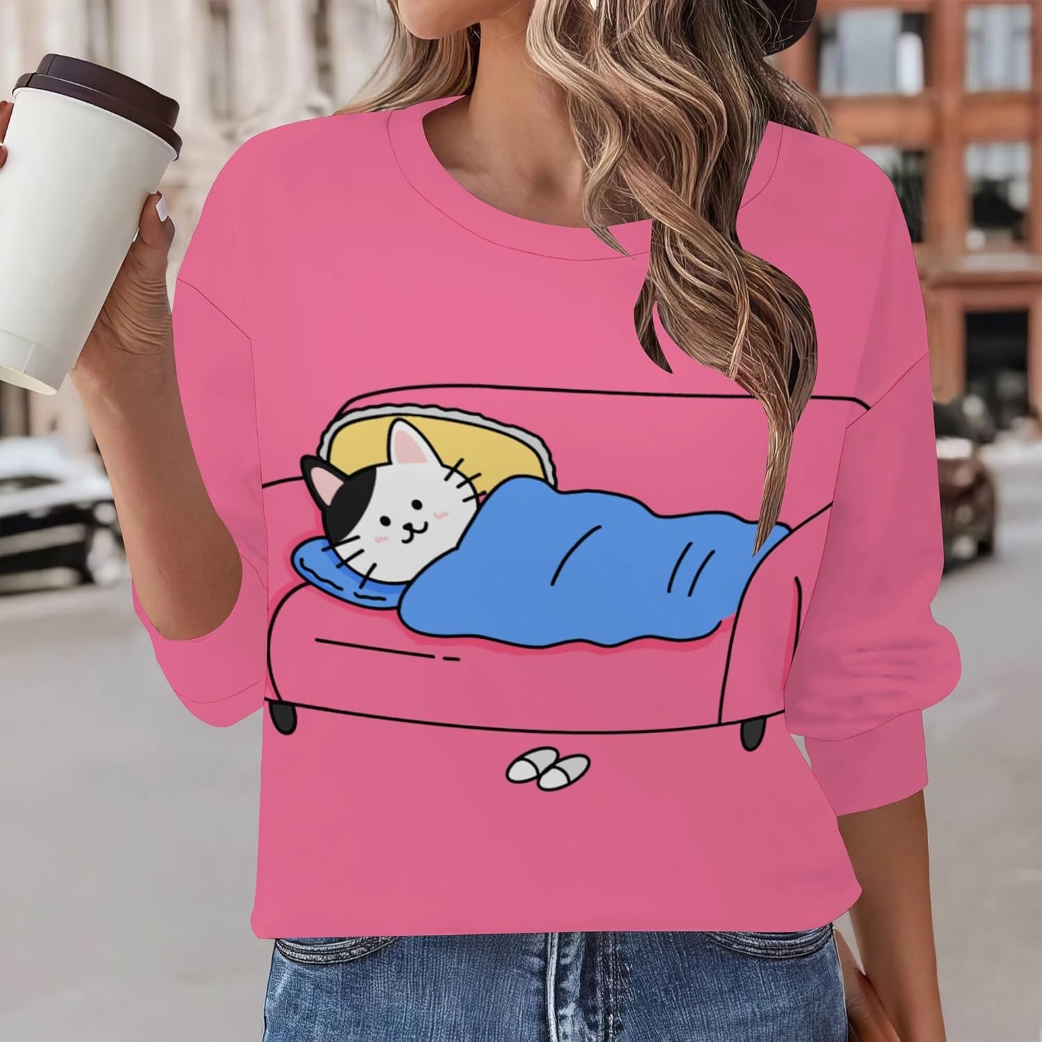Funny Animals Graphic Women'S Crewneck Sweatshirt Long Sleeve Sweatshirt Casual Pullover Fall Fashion Clothes - Image 2
