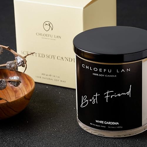Miniatura 5 de Chloefu LAN Vela perfumada de soja de larga duración y combustión lenta (7 onzas, 45 horas) con vidrio transparente y cubierta negra
