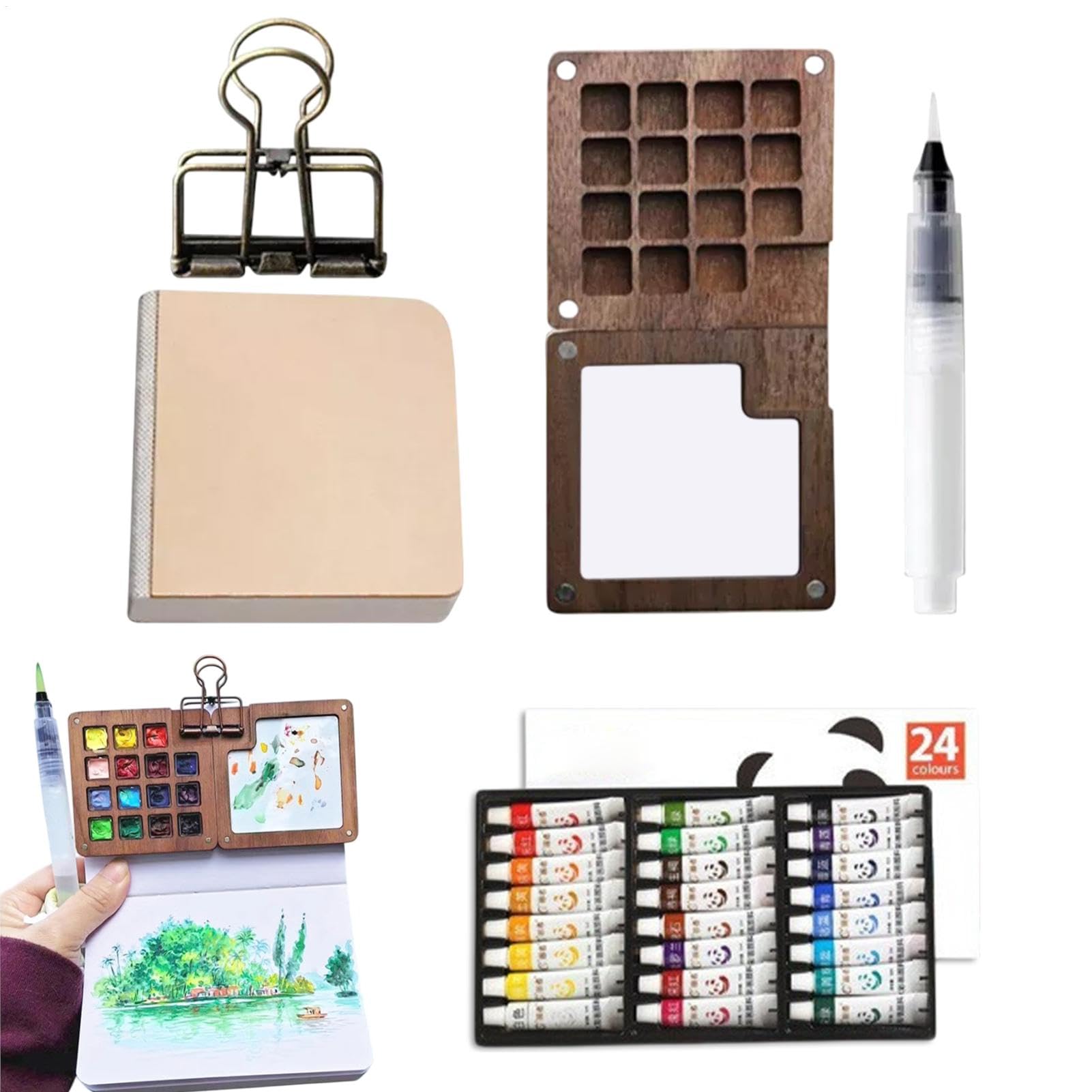 Kit De Acuarelas Mini Portátil - 8 O 12 Colores, Incluye Pincel De Agua Y Cuaderno, Perfecto Para Viajes Y Principiantes