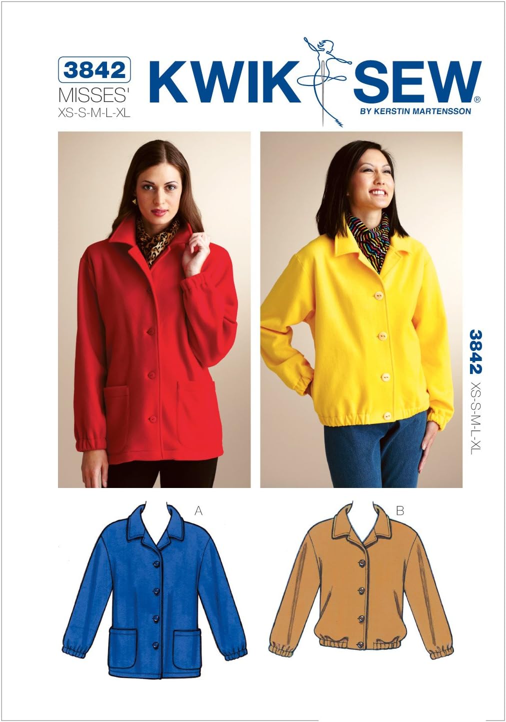 Kwik Sew K3842 Jackets Sewing Pattern, Size XSSMLXL