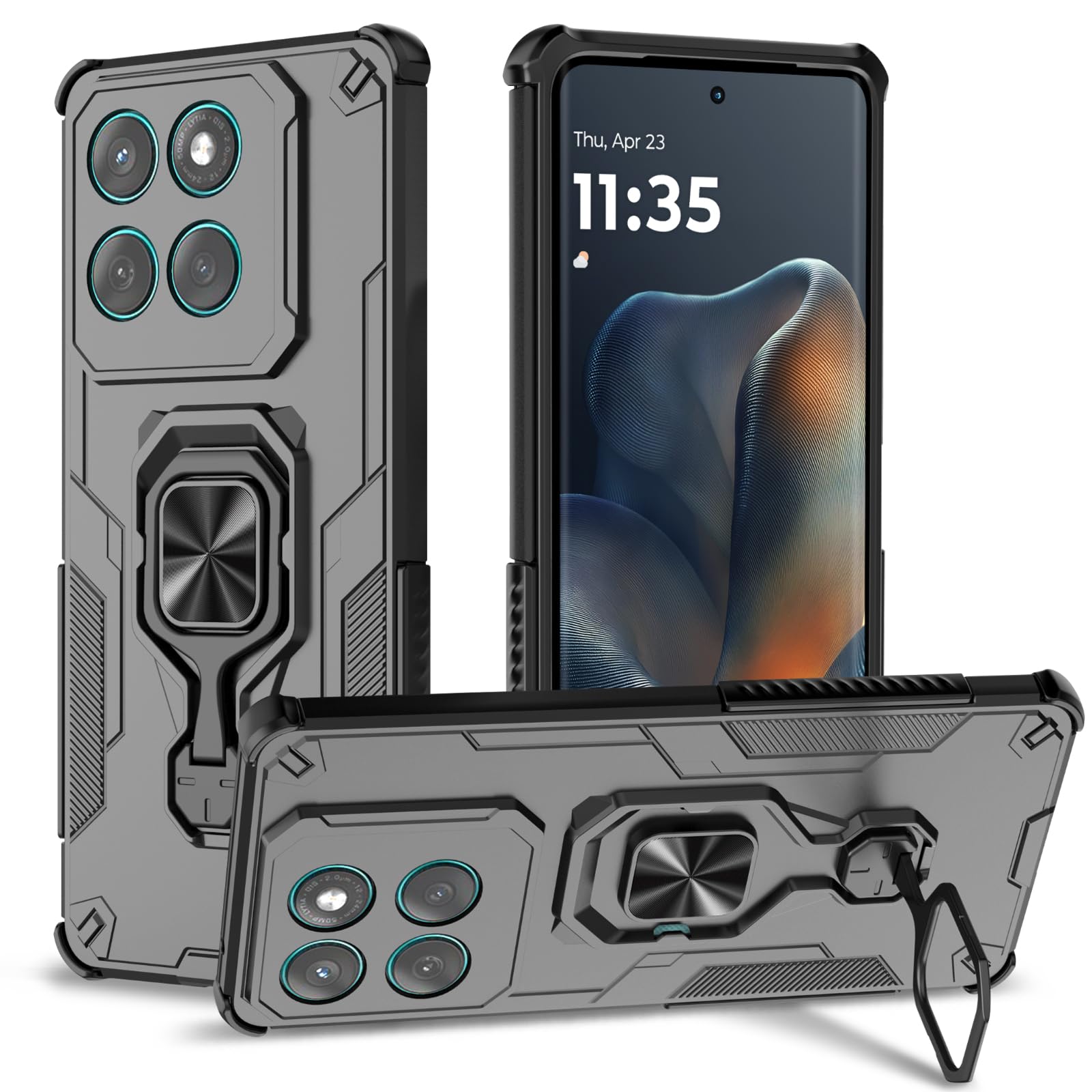 Funda para Samsung Galaxy A13 4G con Cristal Templado Protector Pantalla, Carcasa Antigolpes con Soporte anular metálico, Case Protectora de Grado Militar, Negro — view 107
