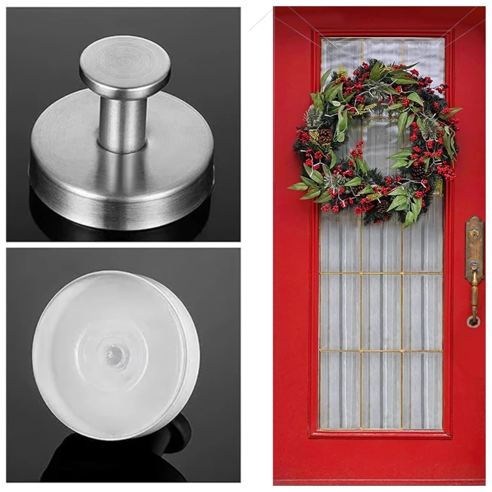 Saugnapfhaken 6 Stück Edelstahl-Saughaken, wasserdicht, for Weihnachtskränze, Badezimmer, Küche, Kleidung, robust, stabil, wiederverwendbar(Black)