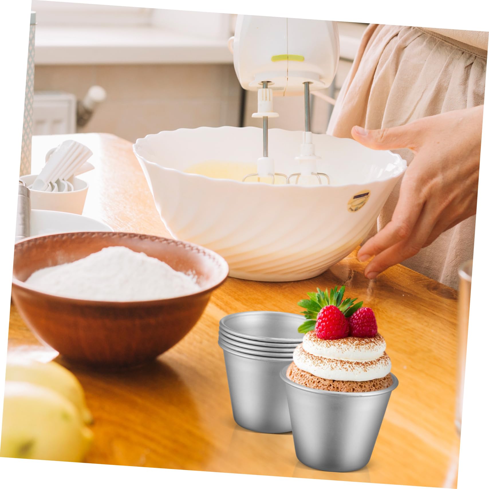 Amosfun Piezas Molde de torta molde para cupcakes de aluminio tazas para hornear plantillas de pastel Tazas de pudín de molde taza para hornear magdalenas de aluminio