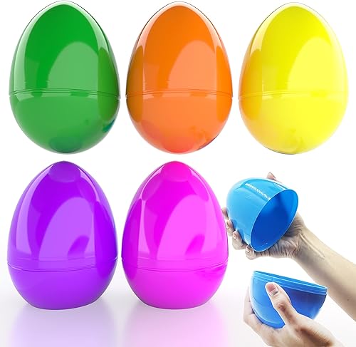 Vista 11 de The Dreidel Company Huevos de Pascua de plástico brillantes y coloridos, rellenos gigantes, perfectos para la caza de huevos de Pascua, huevos