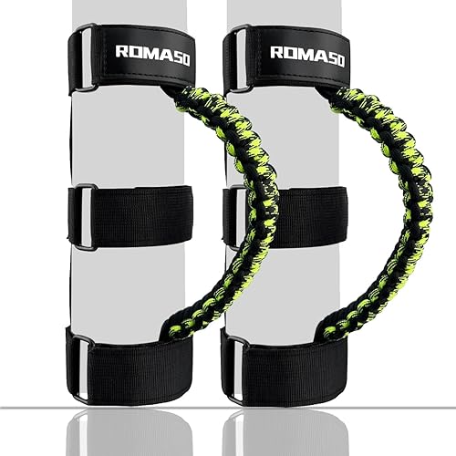 Miniatura 50 de Asas de agarre de barra antivuelco para Jeep, asas de agarre de cuerda de paracaídas compatibles con Jeep Wrangler YJ TJ JK JL & Gladiator JT Negro