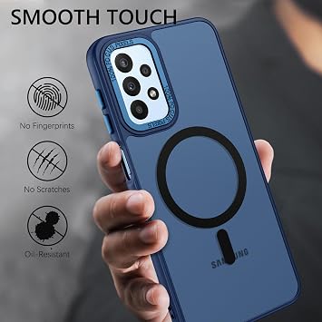 GUAGUA for Samsung Galaxy A23 Case Compatible with MagSafe Magnetic Cases Slim Translucent Matte Skin Feeling Shockproof Protective Anti-Scratch Phone Case for Samsung Galaxy A23 5G/4G, Blue