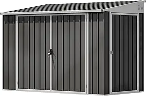 DWVO 7x4 FT Outdoor Weatherproof Storage Shed with Lockable Entry for Garden Tools and Bikes