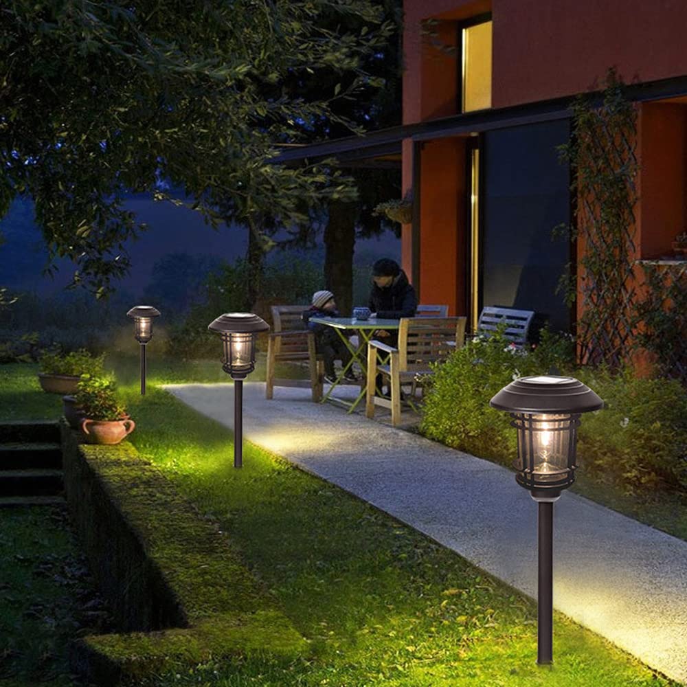 Solar Post Lights Oświetlenie ogrodowe, Solarna lampa trawnikowa, Wodoodporne oświetlenie krajobrazu, Dekoracyjne oświetlenie w stylu ścieżki, Bez rachunków za prąd, bez okablowania Oświetle