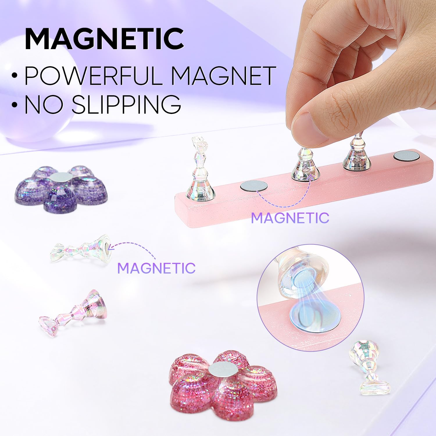 Nicedeco Magnetic stojak na paznokcie Practice Holder uchwyt na paznokcie do ćwiczeń uchwyt na paznokcie stojak na paznokcie do samodzielnego manicure i nakładania paznokci, zawiera 96 sztuk gliny