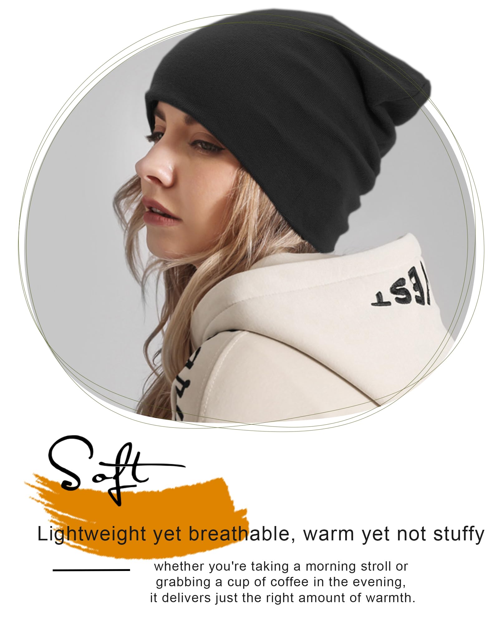 choshion Thin 100% Cotton Fine-Knit Beanie Hat-Lightweight Ultra Soft Slouchy Daily Cuffed Beanies Hats Chemo Skull Cap — view 7