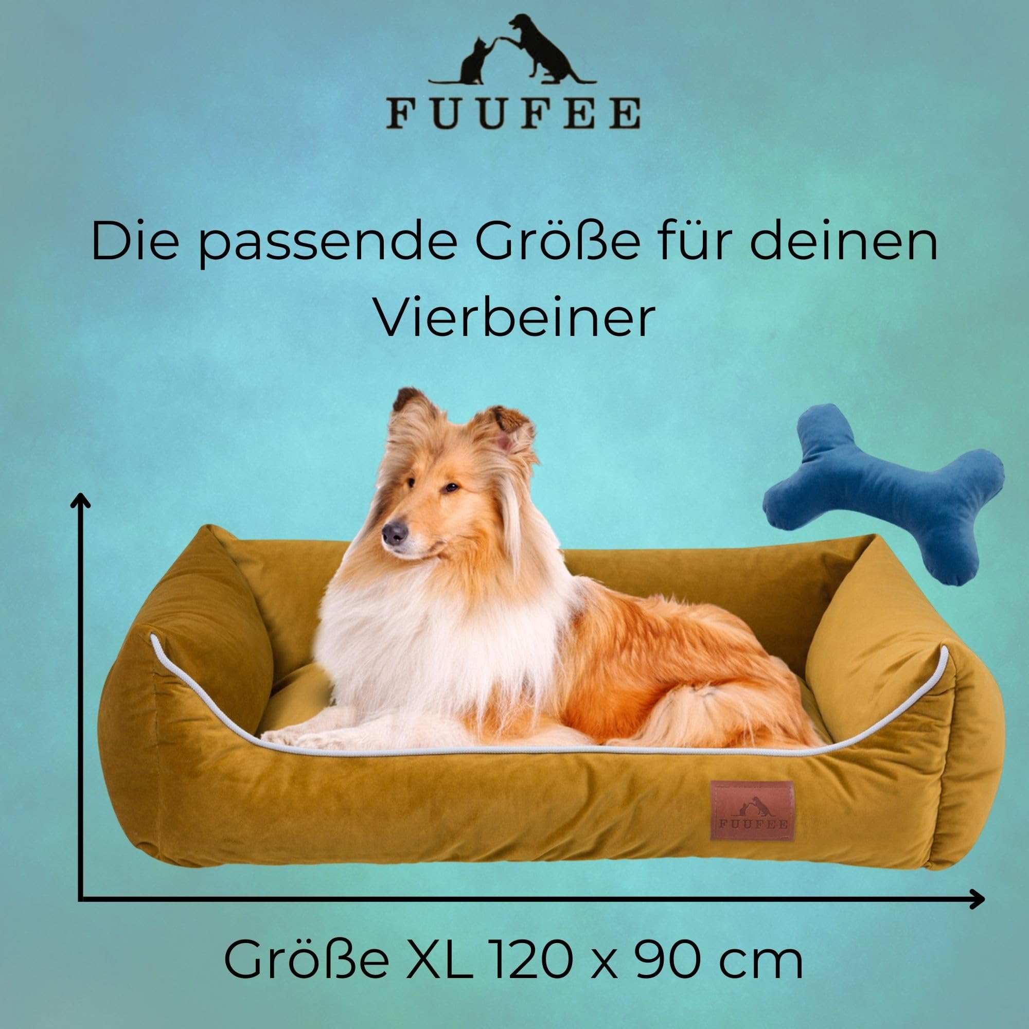 Hundebett XL | Hundesofa für Sehr Große Hunde 120 x 90 cm | Waschbar Hundebett | Abnehmbarer Bezug Mit Reissverschluss | Würzig