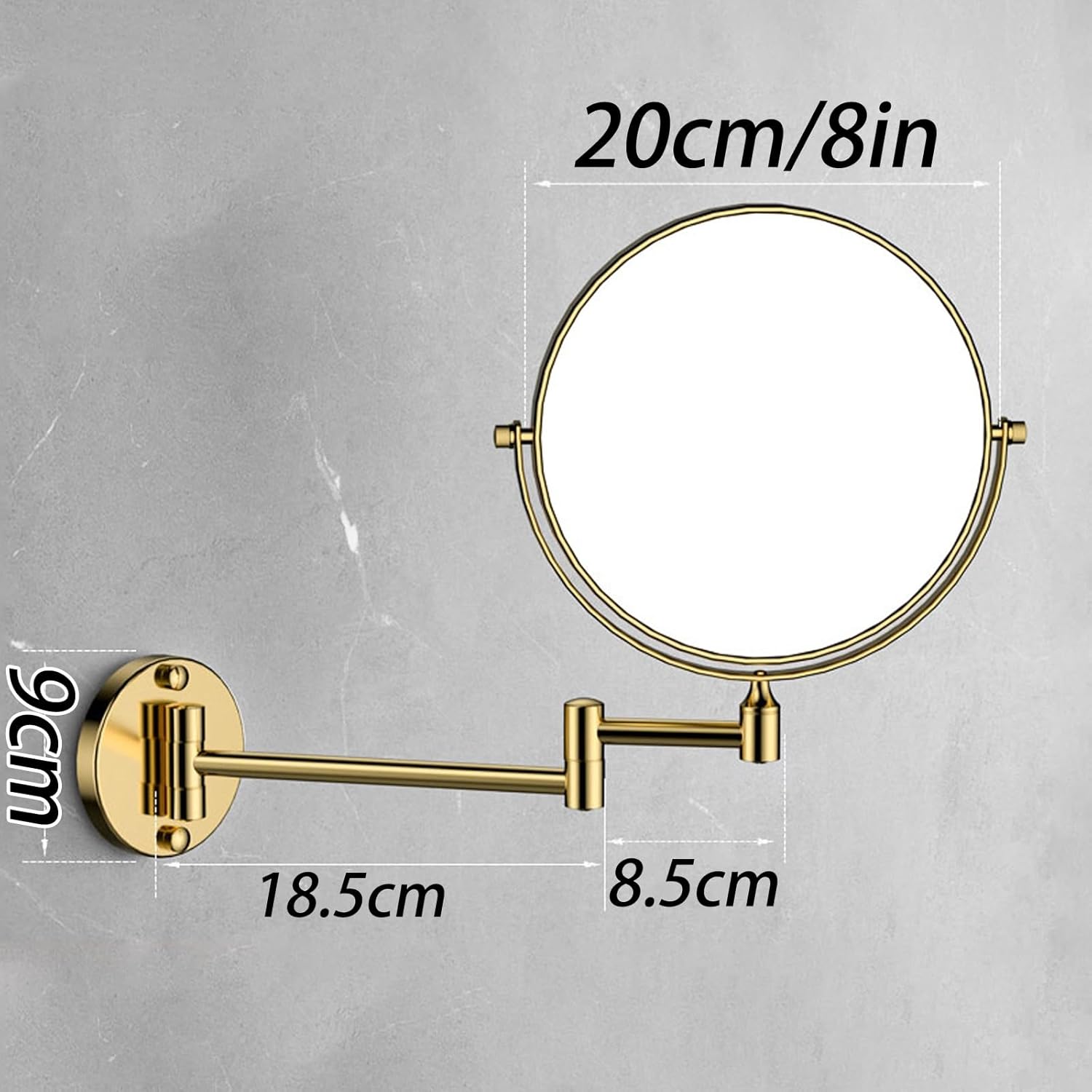 伸縮ミラー 折りたたみ メイクに便利 伸縮可能 バスルーム 壁掛け鏡 ビューティーダブルミラースイベル 拡大鏡 3倍+等倍 宇宙用ア