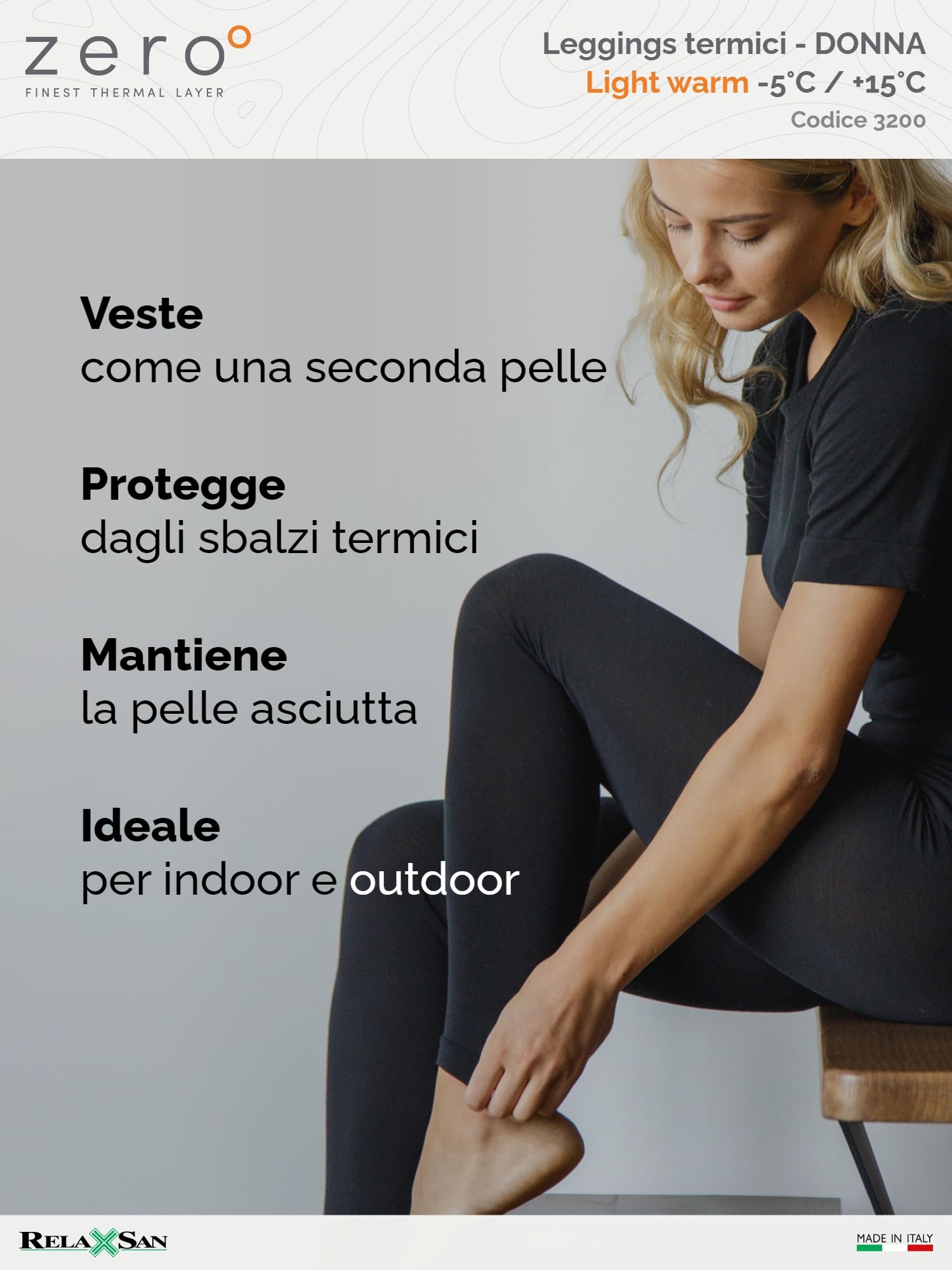 Relaxsan Zero Leggings Termici Donna con Lana Merino, Intimo Termico Traspirante, Made in Italy, cod. 3200