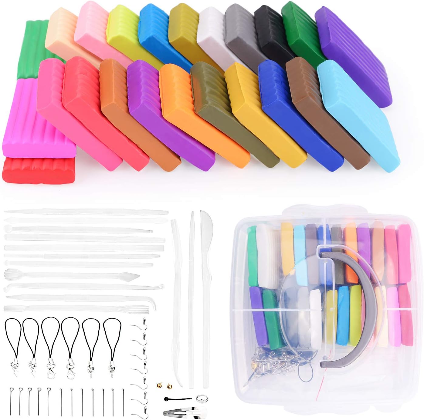 Pate Polymère 46 Couleurs 1.5KG Four Cuisson, Sûr et Non Toxique, Dureté moyenne DIY Craft Kit