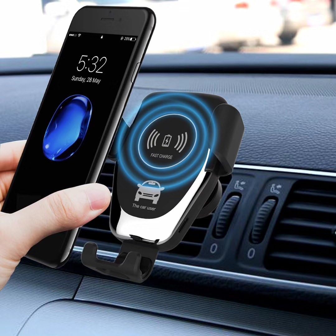Nesolo 10W QI Wireless Car Charger, Car Mount with Air Vent Phone Holder, Fast Charge for Samsung Galaxy S9, S9 Plus, S8, S8 Plus,Note 8, Note 5, for iPhone X,XR,XS,MAX,8, 8 Plus (Blue)