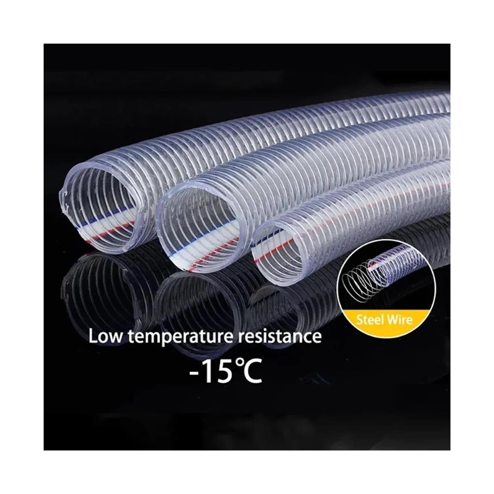 Tuyau PVC transparent armé fil acier DI16-40mm 1/5m