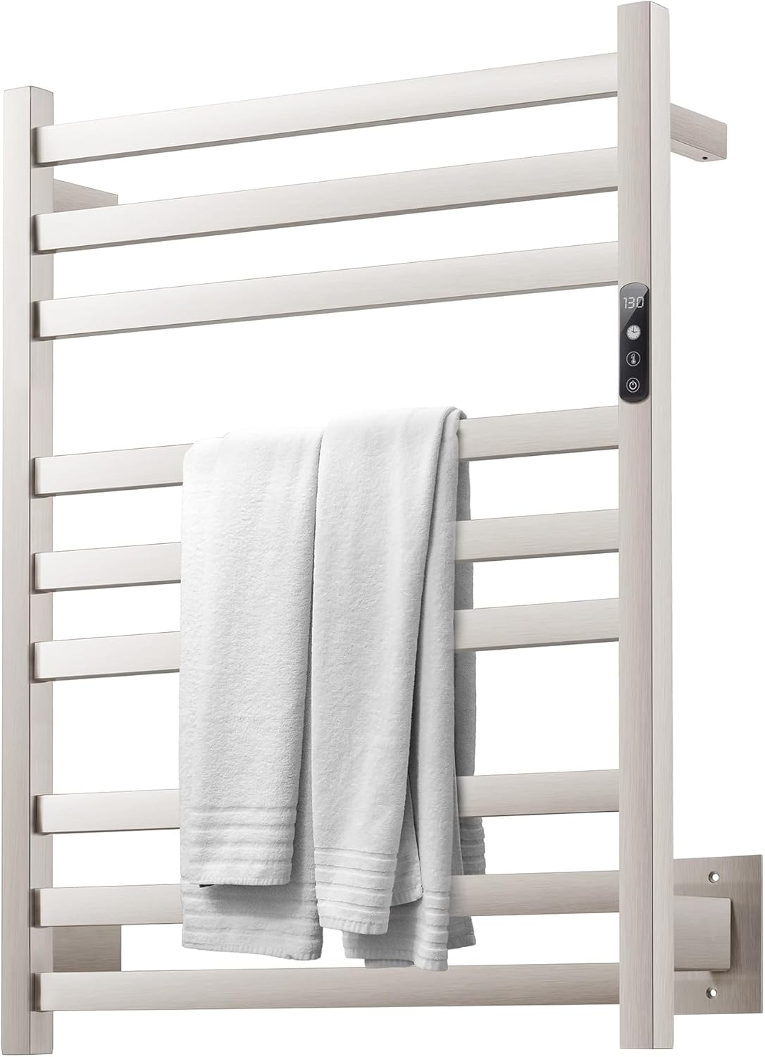 9 Bars Wall Mounted Towel Warmer, Heated Towel Rack for Bathroom, Smart Control with 24-Hour Timer, Plug-in or Hardwired Installation Hot Towel Rack, Stainless Steel Towel Warmer Rack