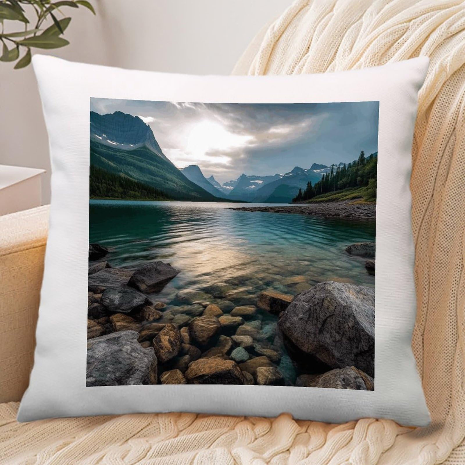 VstaDank Glacier National Park Throw Pillow Covers Square Cushion Cases with Zipper Soft Cotton and Linen Pillowcase Luxury Cozy Pillows Shams Lumbar Pillow Shells for All Seasons