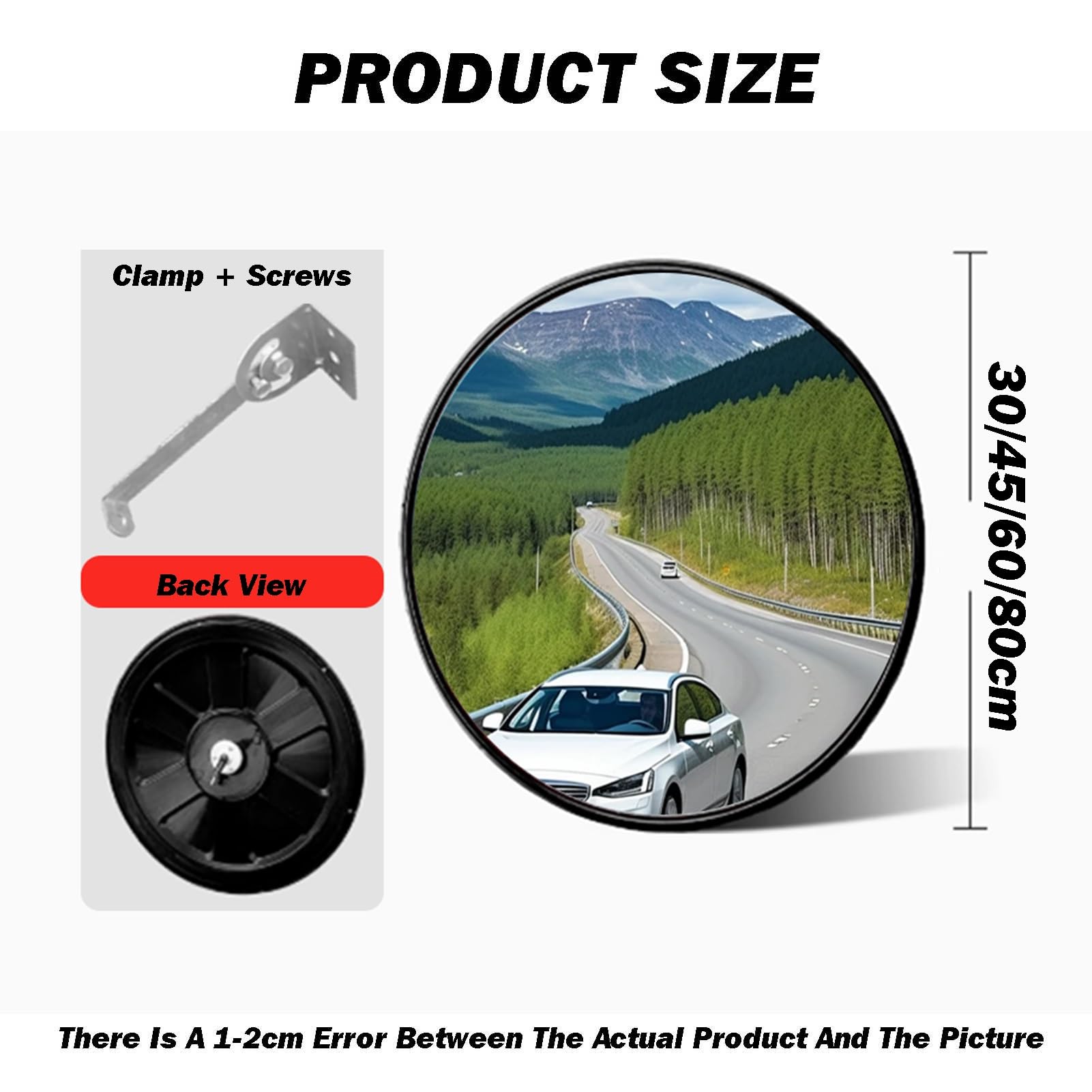 Espejo Convexo De Seguridad Punto Ciego Redondo For Calzadas | Gran Angular HD Ideal For Garajes Y Estacionamientos(Red,30cm)