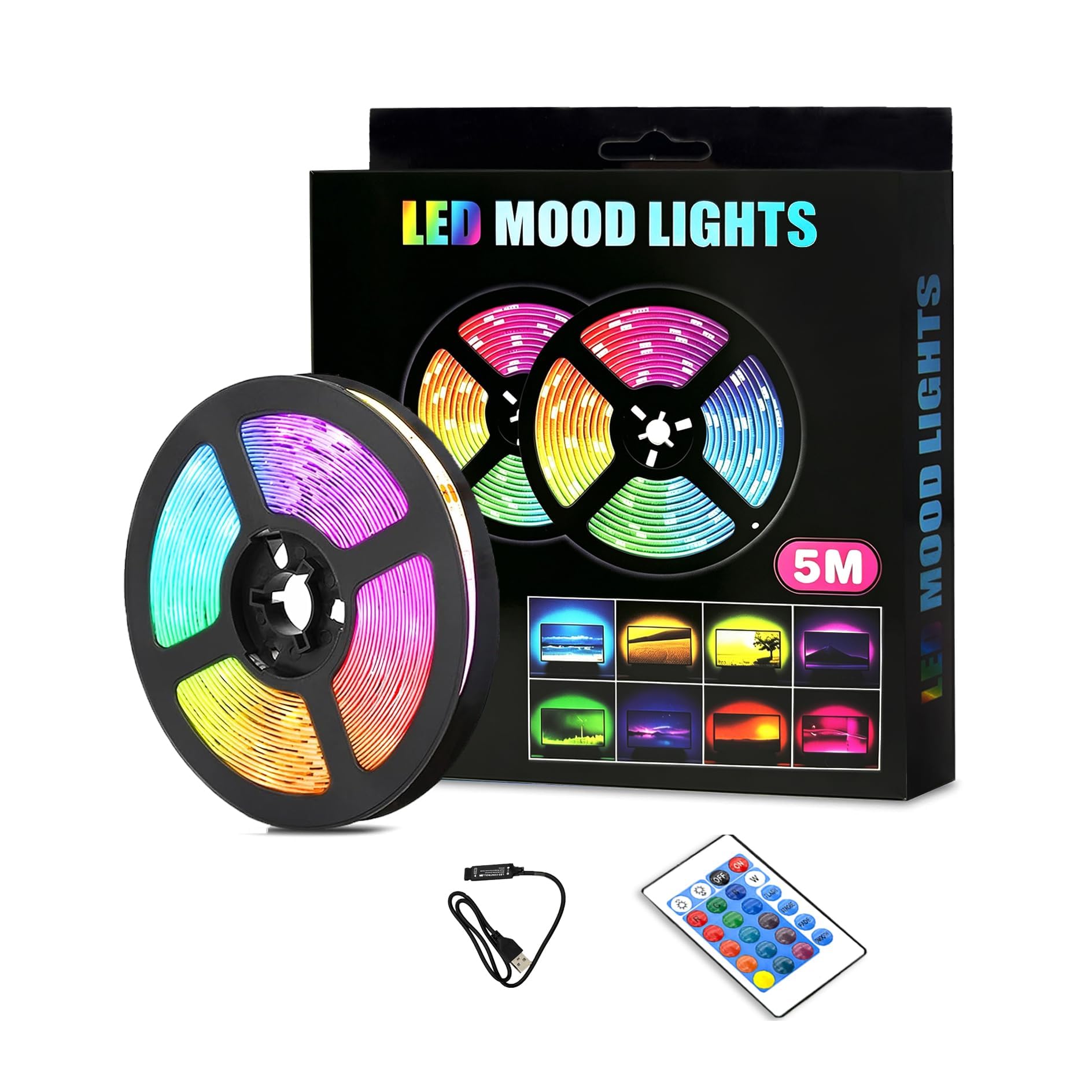 Hkf Ho Ki Ho Multicolored Led Strips Light 5M,Rgb Led Strip Lights With 24-Keys Remote Control,Colour Changing Led Lights For Bedroom,Party