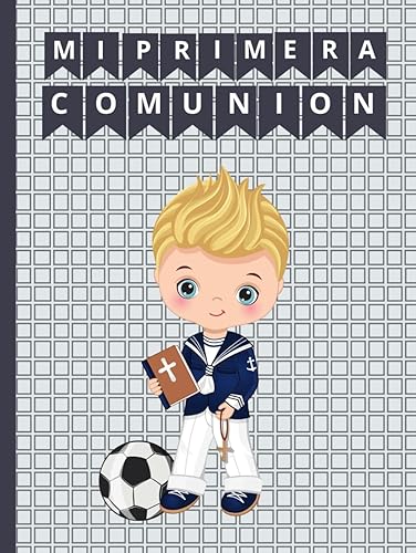 Libro de Comunión Niño Fútbol:: contiene páginas para firmas invitados, árbol de huellas y dedicatorias, recuerdos, listas de regalos y páginas para pegar fotografías de la comunión