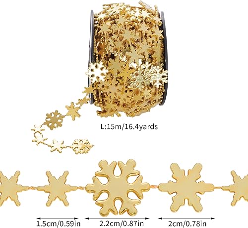Miniatura 2 de Guirnalda de Navidad de 49.2 pies, 49.2 ft, guirnalda colgante de plástico, 3 tamaños, rollo de copos de nieve para decoración de árbol de Navidad