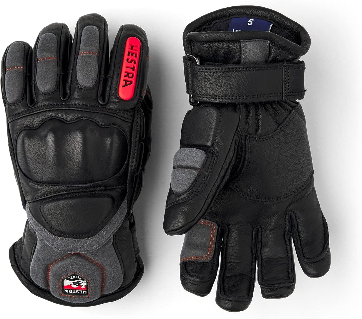 Hestra Impact Racing Junior Leather Glove (Youth 4-13yrs) | Insulated Protective Kids Gloves for Skiing, Racing, Snowboarding & Winter Sports