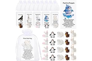 50 Set Employee Holiday Gifts: Suzile Winter Polar Animal Figurines with Inspirational Cards