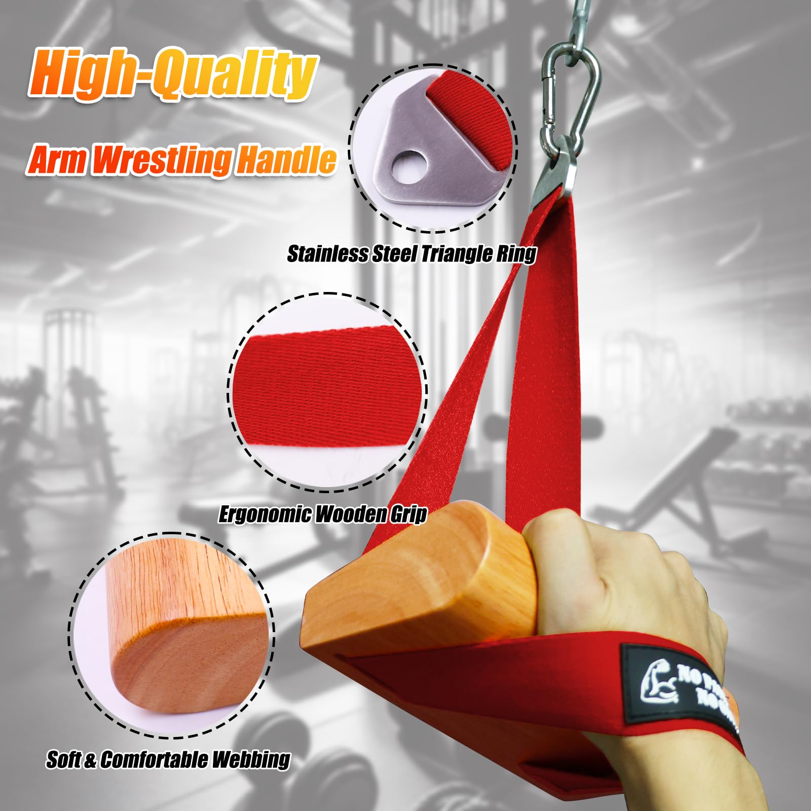 J Bryant Braccio Wrestling Strength Handle – Impugnatura ergonomica in legno per avambraccio e polso, funziona con macchine a cavo