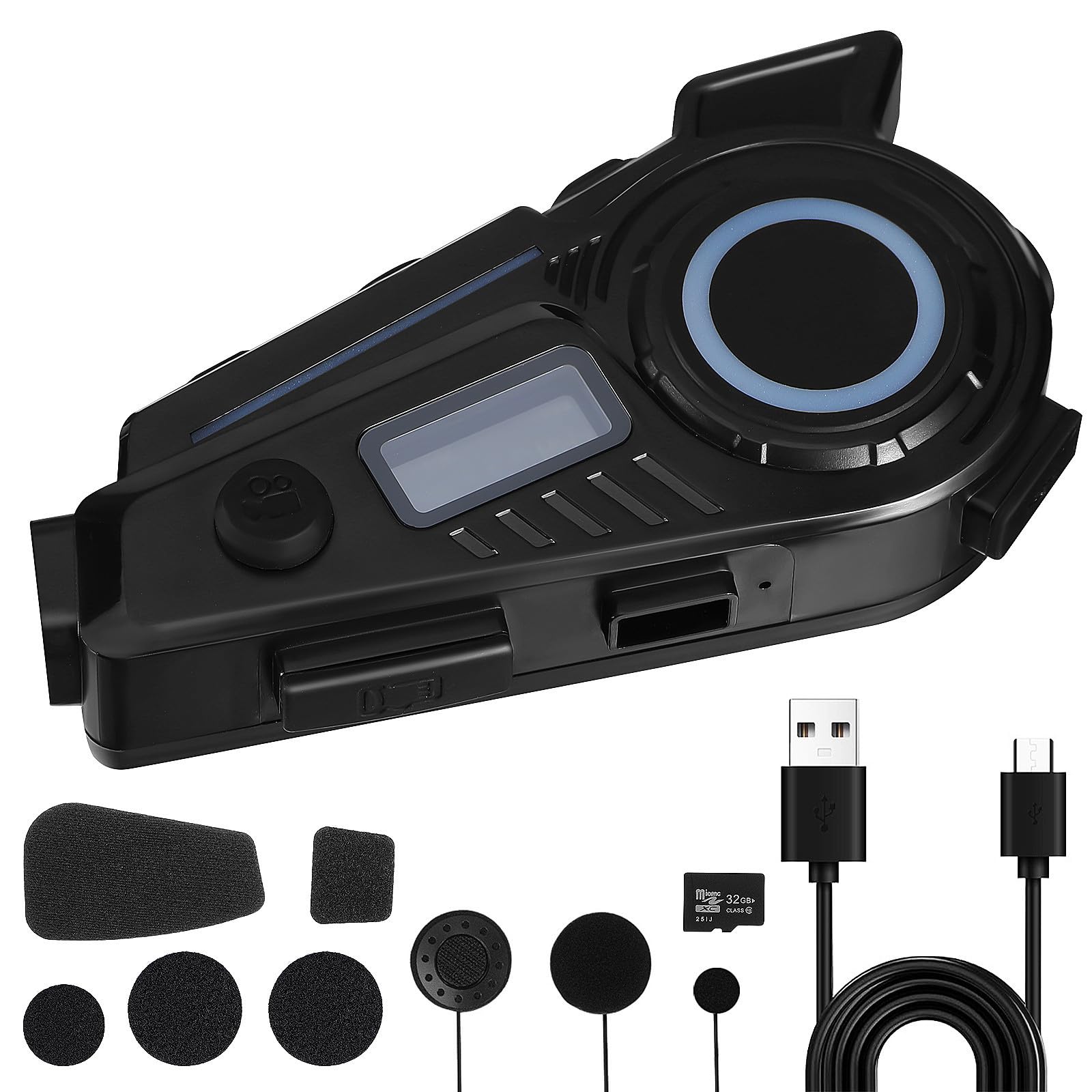 VOSAREA Auricolare Wireless per Casco K19, Versione 5.4, Abs Nero