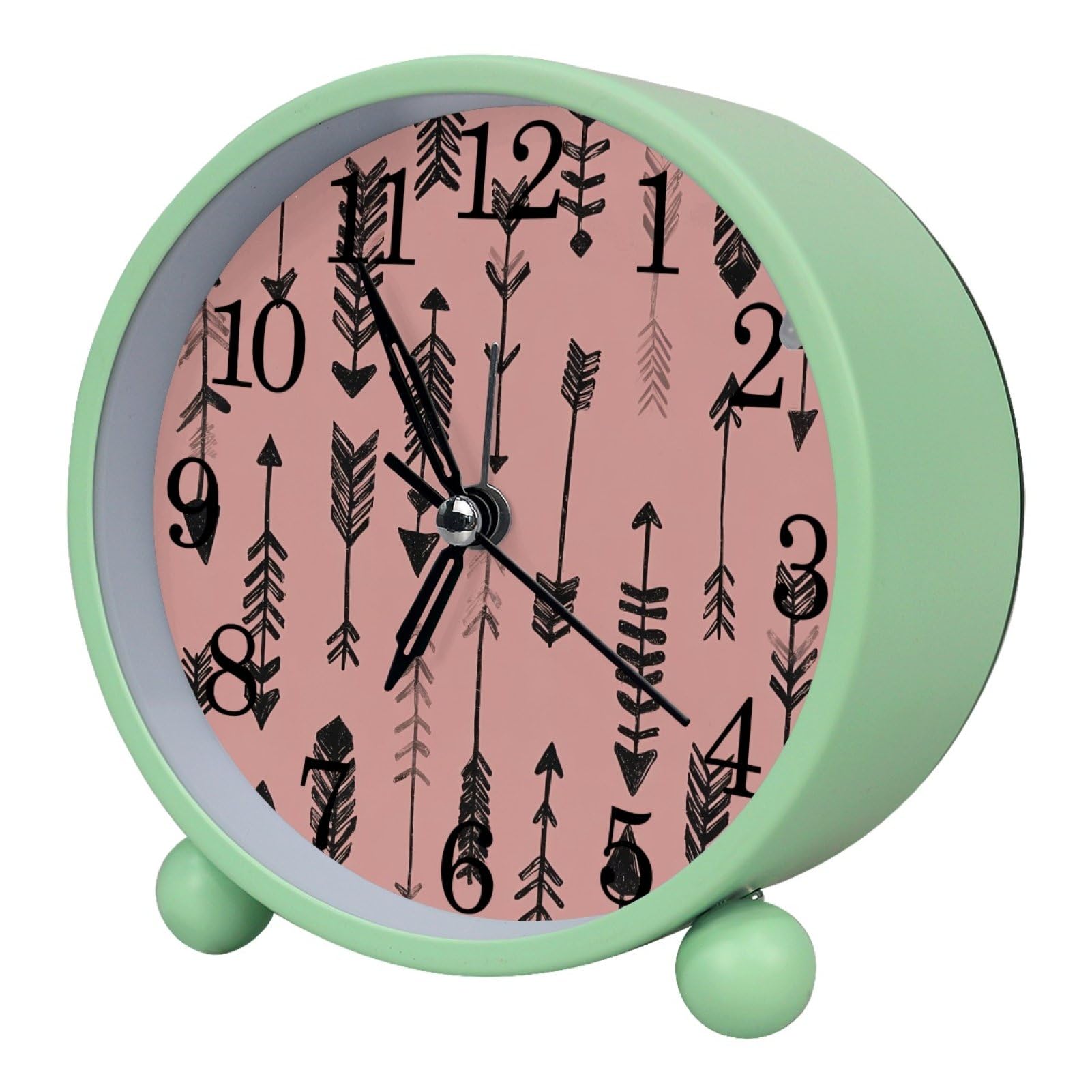 etoenbrc Silent Analog Alarm Clock with Light Slient Plastic Table Clock Small Battery Operated Clock for Living Room Bedroom Decor（Color296）