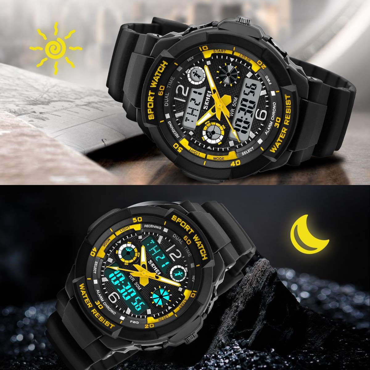 子供 腕時計 ウォッチ キッズ 防水 多機能 ボーイズ 男の子 アラーム付き 入学 誕生日プレゼント クリスマス ギフト 日本語説明書付き アナデジ表示 スポーツ アウトドア 子供用 アナログ デジタル表示