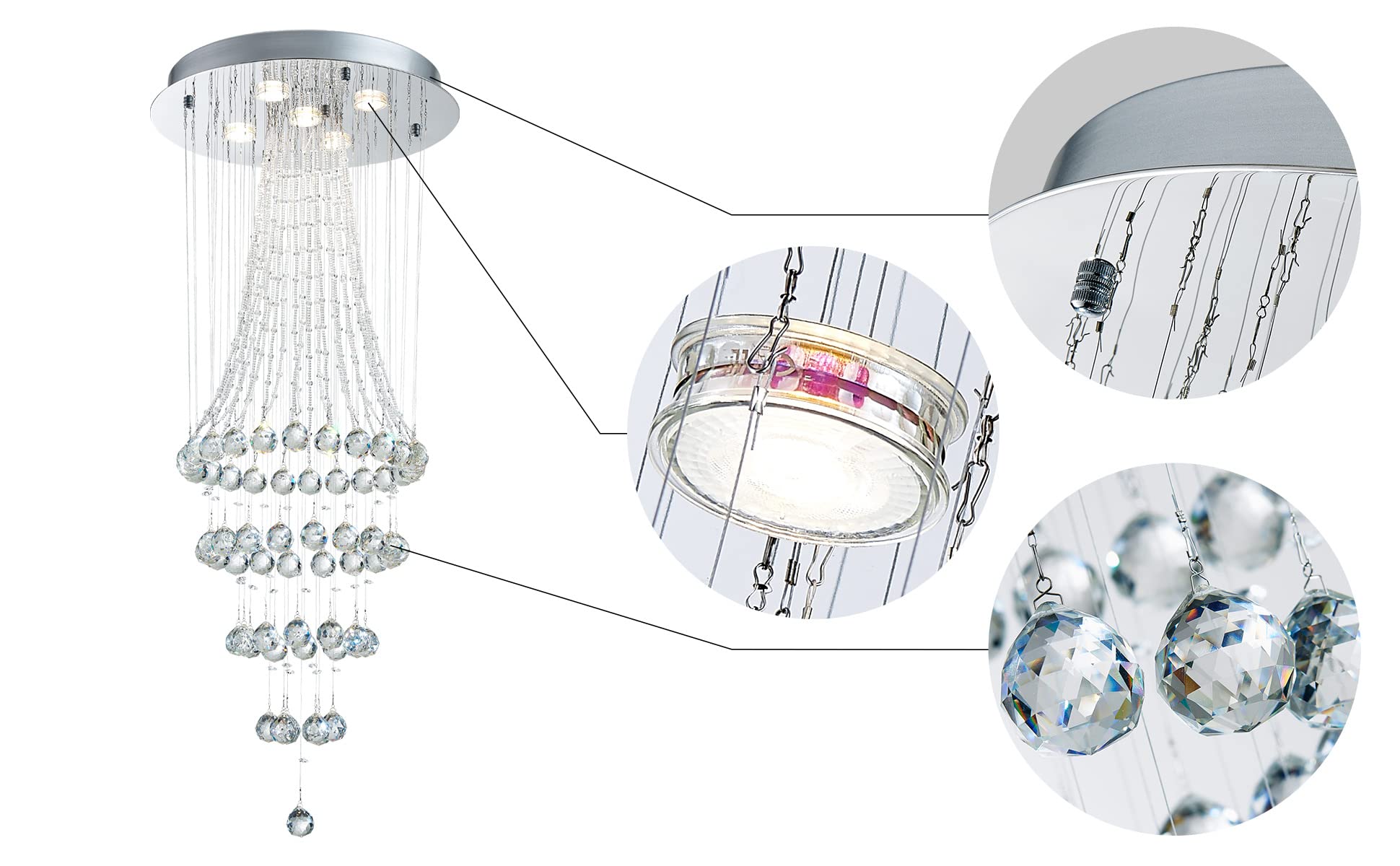 Lustre de plafond en cristal Saint Mossi, style moderne, proche du