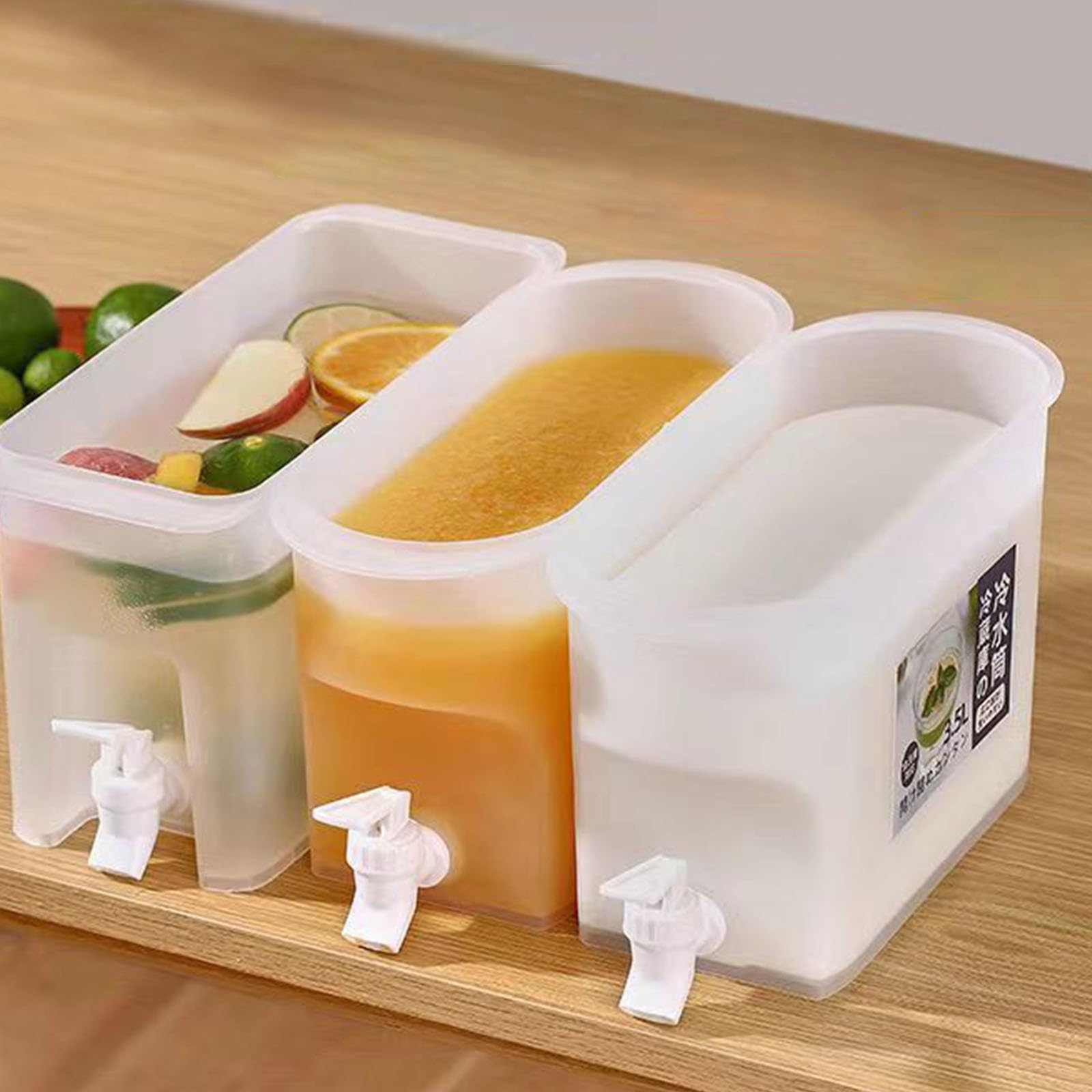 3.5L Getränkespender Kühlschrank Wasserspender mit Wasserhahn Kühlschrank Flüssigkeitsspender Kunststoff Kaltgetränke-Saft Getränkespender Krug für Milch, Eis, Tee, Cocktail, Saft, Limonade, kaltes