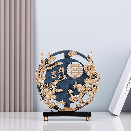 Miniatura 5 de Estatua de resina de arte abstracto moderno, escultura azul para decoración del hogar, estatua estética redonda única de la suerte para sala de